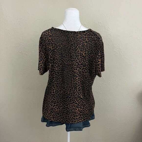 90s Brown and black leopard print plus size short sleeve shirt - Picture 5 of 8